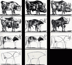 Pablo Picasso, Les 11 états successifs de la lithographie Le Taureau , 1945.