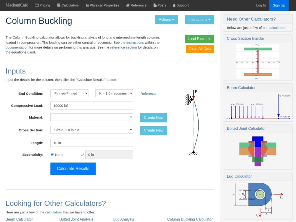 https://mechanicalc.com/calculators/column-buckling/