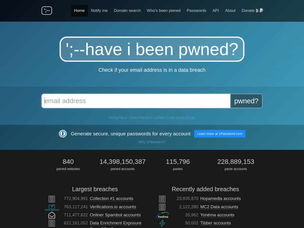 https://haveibeenpwned.com/