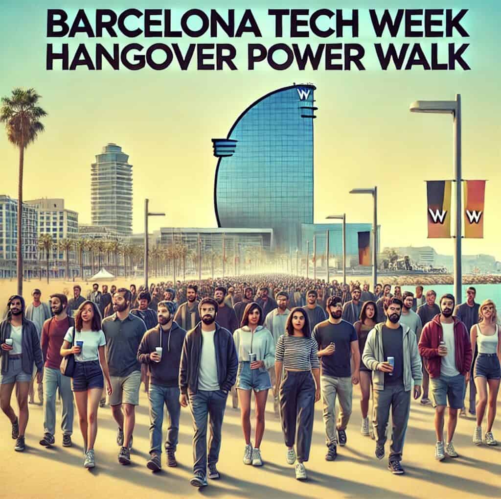 F de a c c eb f ed ca scaled. Special Barcelona Tech Week Hangover Founders and Funders Power Walk.