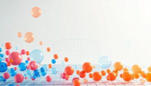 A detailed visualization of the Bubble Sort algorithm's complexity, showcased against a minimalist backdrop. In the foreground, vivid bubbles of varying sizes float and collide, their movement gracefully illustrating the sorting process. The bubbles' hues range from cool blues to warm oranges, creating a visually striking pattern. The middle ground features a wireframe grid, symbolizing the data structure being sorted, while the background is a serene gradient, allowing the core elements to take center stage. Bright, directional lighting casts subtle shadows, enhancing the depth and dimensionality of the scene. The overall atmosphere is one of elegant simplicity, perfectly encapsulating the essence of the Bubble Sort algorithm.