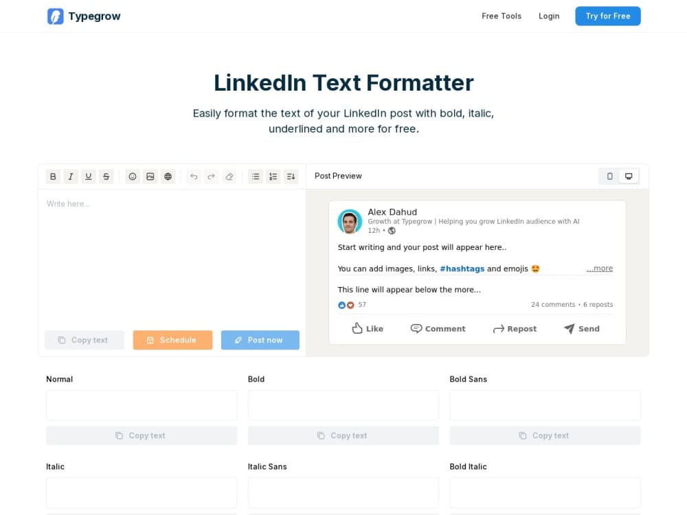 Https://typegrow. Com/tools/linkedin-text-formatter