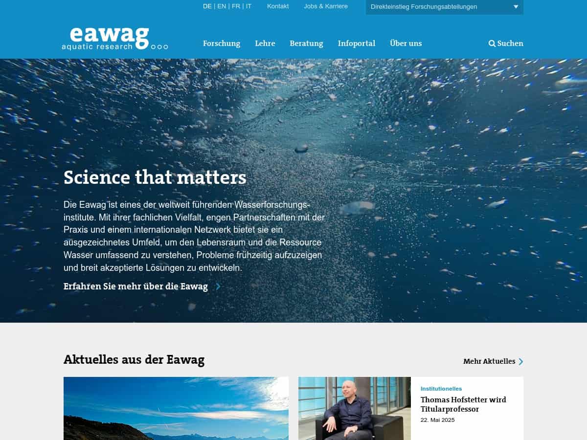 Eawag – Eidgenössische Anstalt für Wasserversorgung, Abwasserreinigung und Gewässerschutz