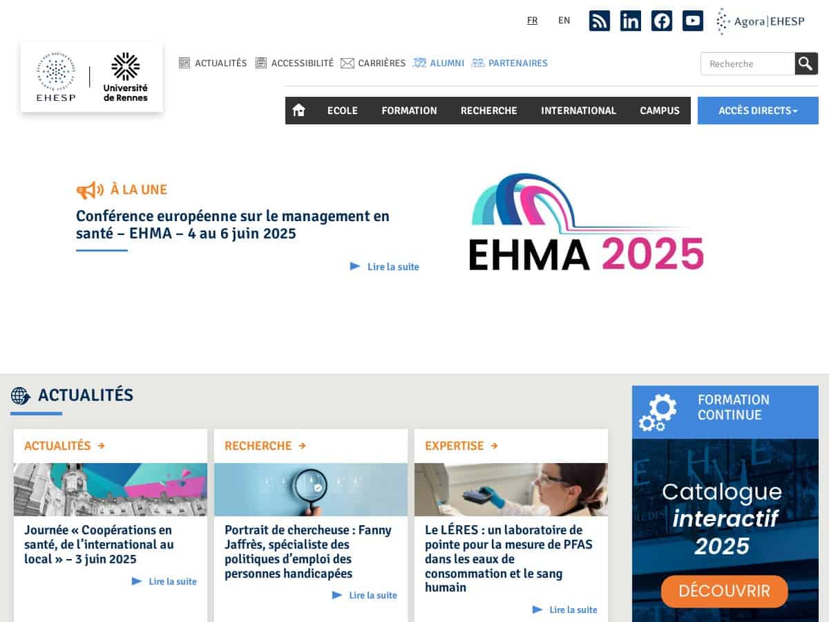 École des Hautes Études en Santé Publique (EHESP Rennes)