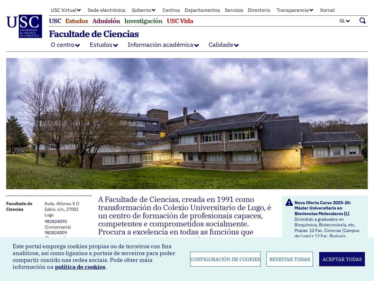 Facultade de Ciencias (Universidade de Santiago de Compostela – Lugo)