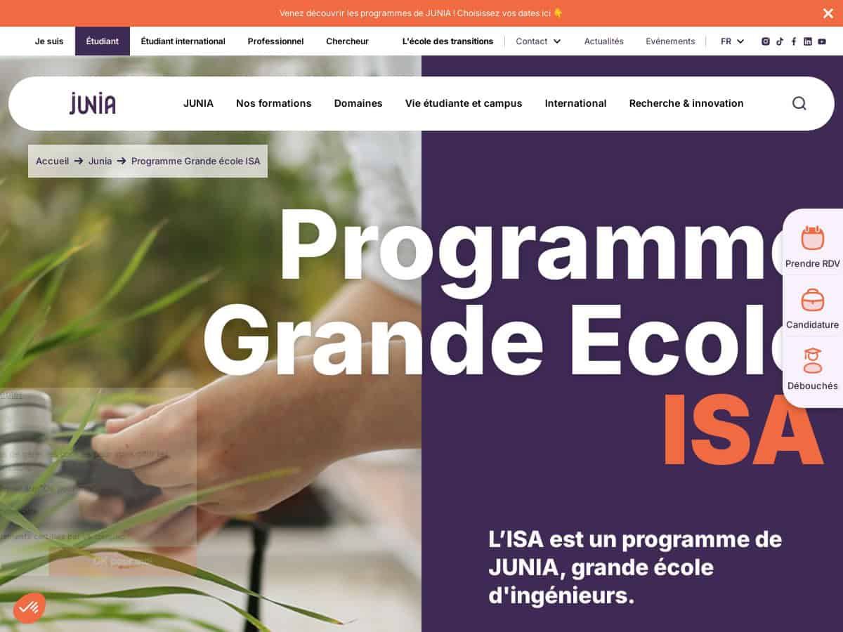 ISA Lille (Institut Supérieur d’Agriculture de Lille – JUNIA)
