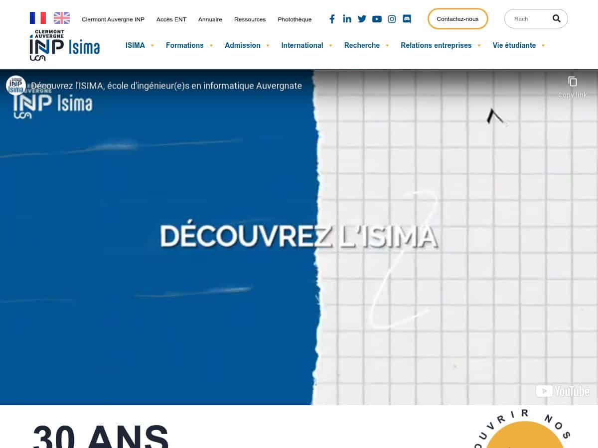 ISIMA (Institut Supérieur d’Informatique, de Modélisation et de leurs Applications Clermont-Ferrand)