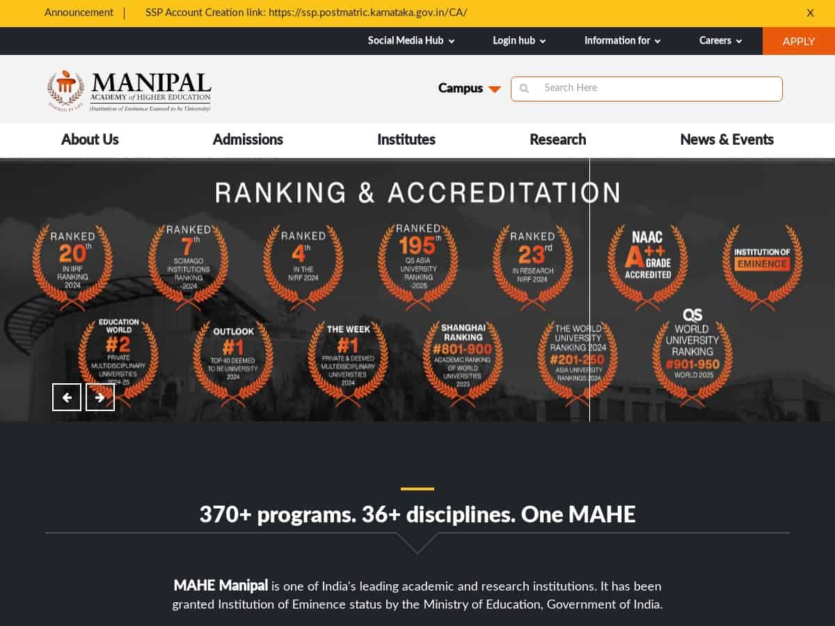 Manipal Academy of Higher Education (MAHE)