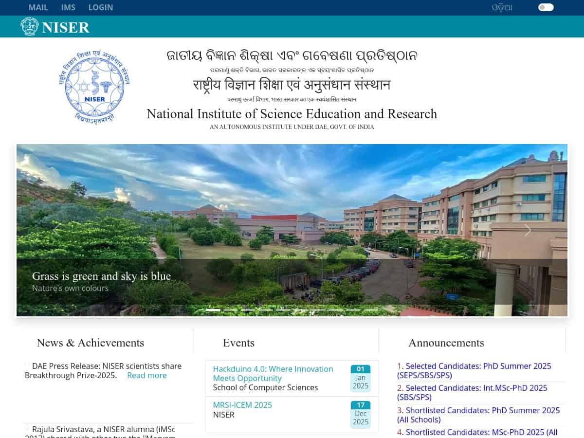 National Institute of Science Education and Research Bhubaneswar (NISER)