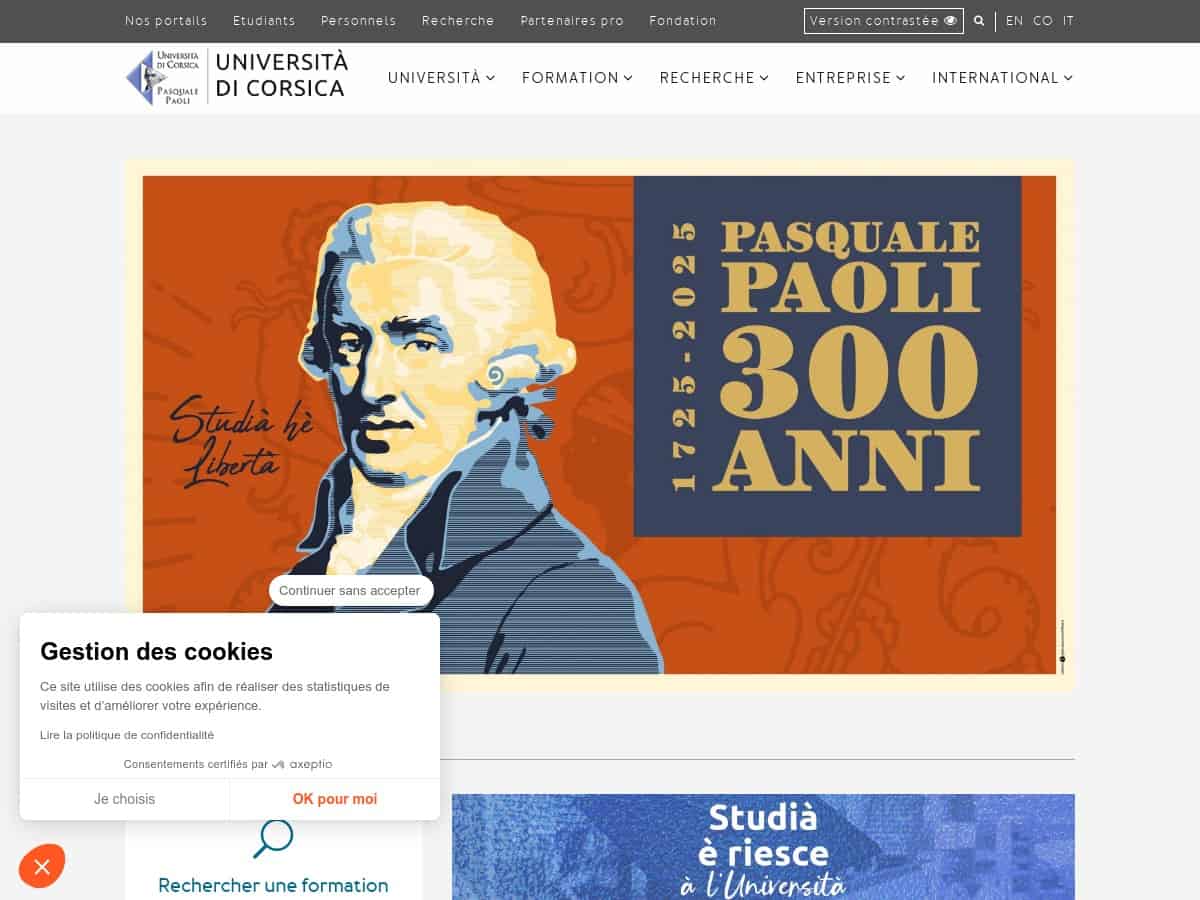 Université de Corse Pasquale Paoli (Universidad de Córcega Pasquale Paoli)