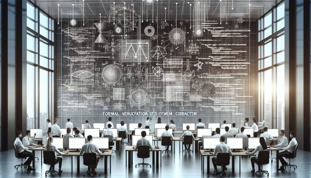Formal system verification using mathematical proofs to improve reliability in product design.