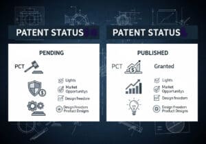 Infographic shows patent statuses to guide engineers and designers in innovation and legal strategy.