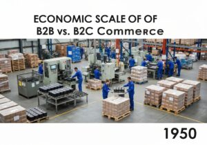 Industrial warehouse illustrating B2B supply chain processes in economics.