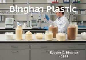 Laboratory scene with Bingham plastic materials and viscosity testing equipment.