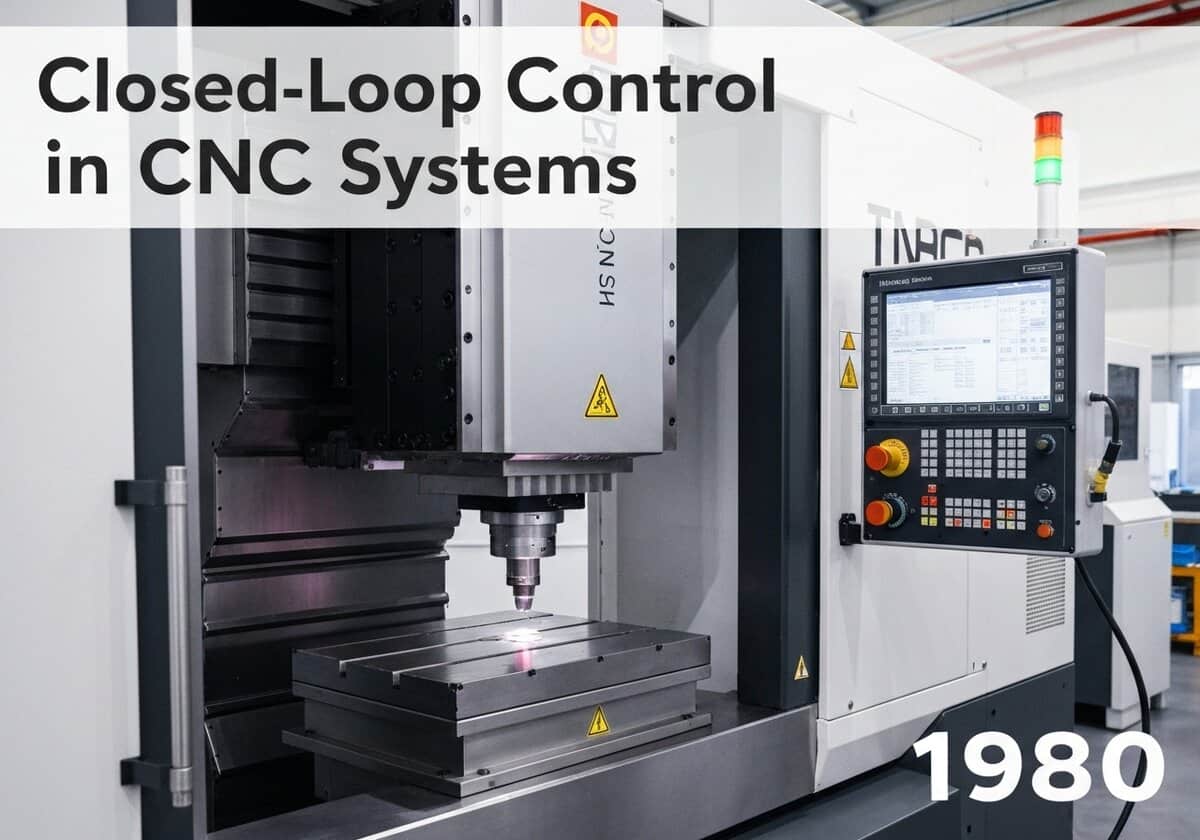 CNC machine with closed-loop control system and feedback devices in automation.