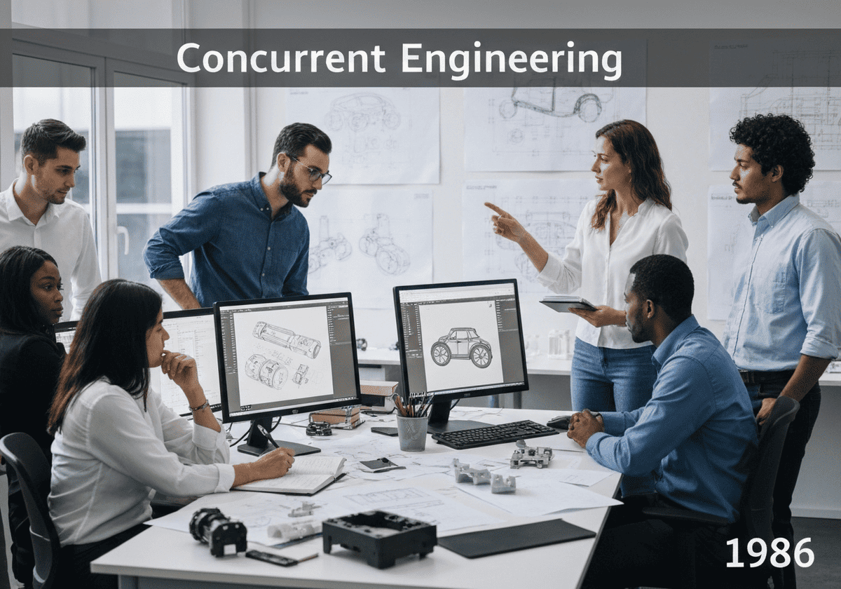 التعاون الجماعي في التصميم الهندسي لتطوير المنتجات.