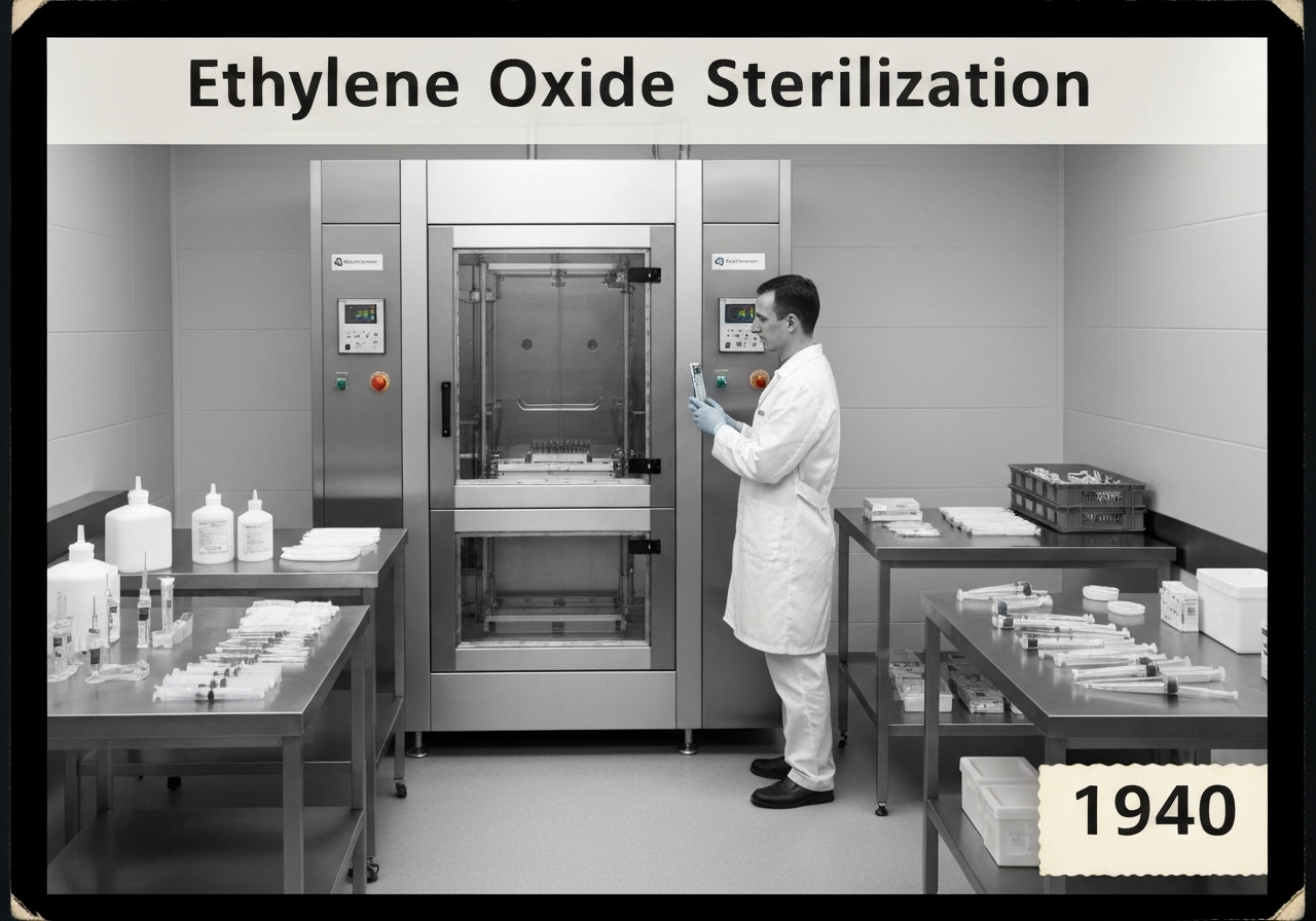 Ethylene oxide sterilization chamber in a microbiology lab for medical devices.