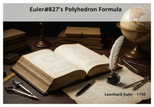 Mathematician's desk with Euler's Polyhedron Formula and geometric tools, 18th century.