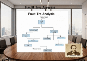 Fault tree analysis diagram for systems design and risk assessment.