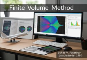 Computational fluid dynamics workspace showcasing finite volume method simulation for aerospace engineering.
