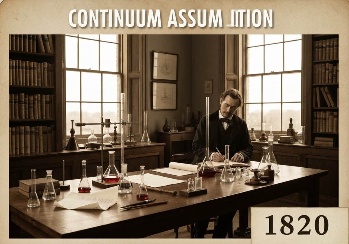 研究人员在 19 世纪的实验室中研究流体动力学，重点是连续假设。