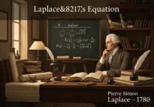 Mathematician solving Laplace's Equation in a historical laboratory setting.