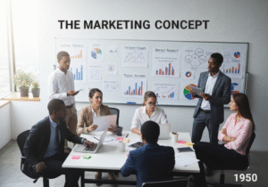 Marketing professionals collaborating on customer-centric strategies in a modern office.