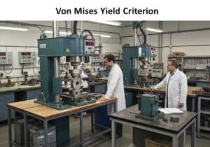 Mechanical engineering laboratory testing ductile materials using von Mises yield criterion.