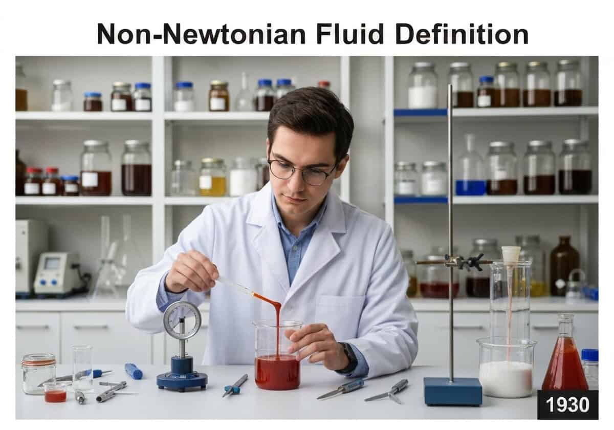 Scientifique expérimentant la viscosité d'un fluide non newtonien en laboratoire.