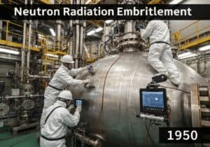Nuclear reactor pressure vessel inspection for neutron radiation embrittlement.