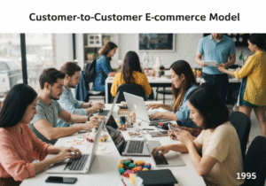 Customer-to-customer transactions in a vibrant online marketplace setting.