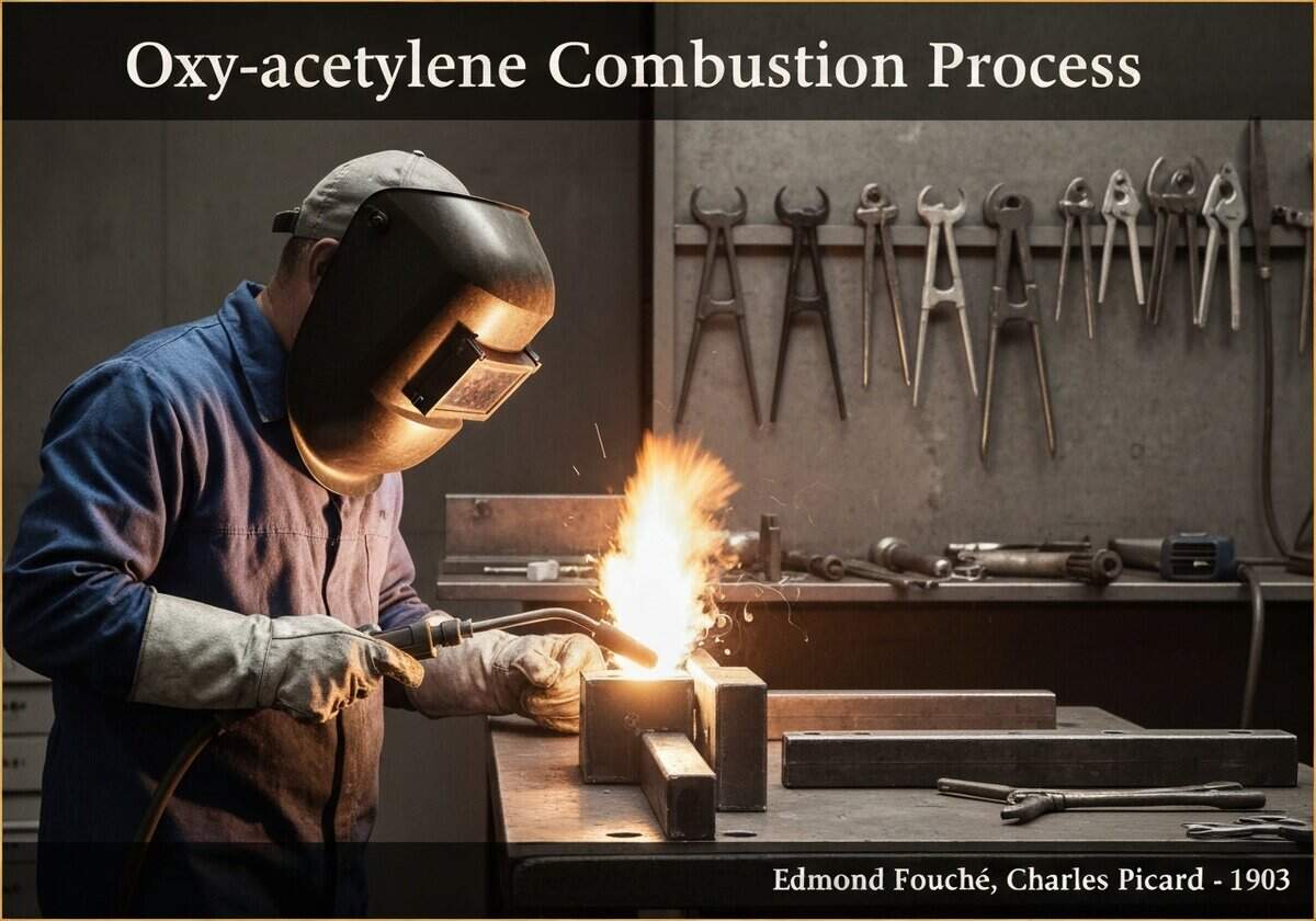 机械工程中用于金属连接的氧-乙炔焊接工艺。