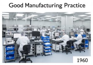 Pharmaceutical manufacturing facility demonstrating Good Manufacturing Practice standards.