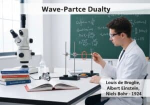 Expérience de laboratoire démontrant la dualité onde-particule en physique quantique.