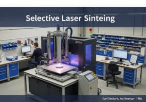Selective Laser Sintering machine in an additive manufacturing facility.