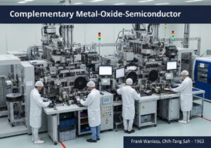 Modern semiconductor fabrication facility focusing on CMOS technology and processes.