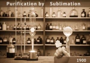 Laboratory sublimation apparatus for purifying volatile solids in analytical chemistry.