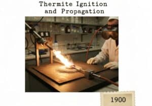 Thermite ignition setup with magnesium ribbon in a laboratory for chemical kinetics studies.