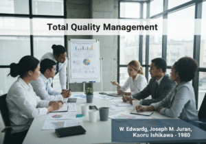 Team collaboration in Total Quality Management meeting focusing on process improvement.