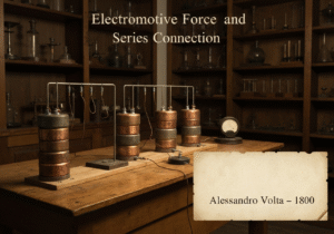 Voltaic pile demonstrating electromotive force in series connection with zinc and copper cells.