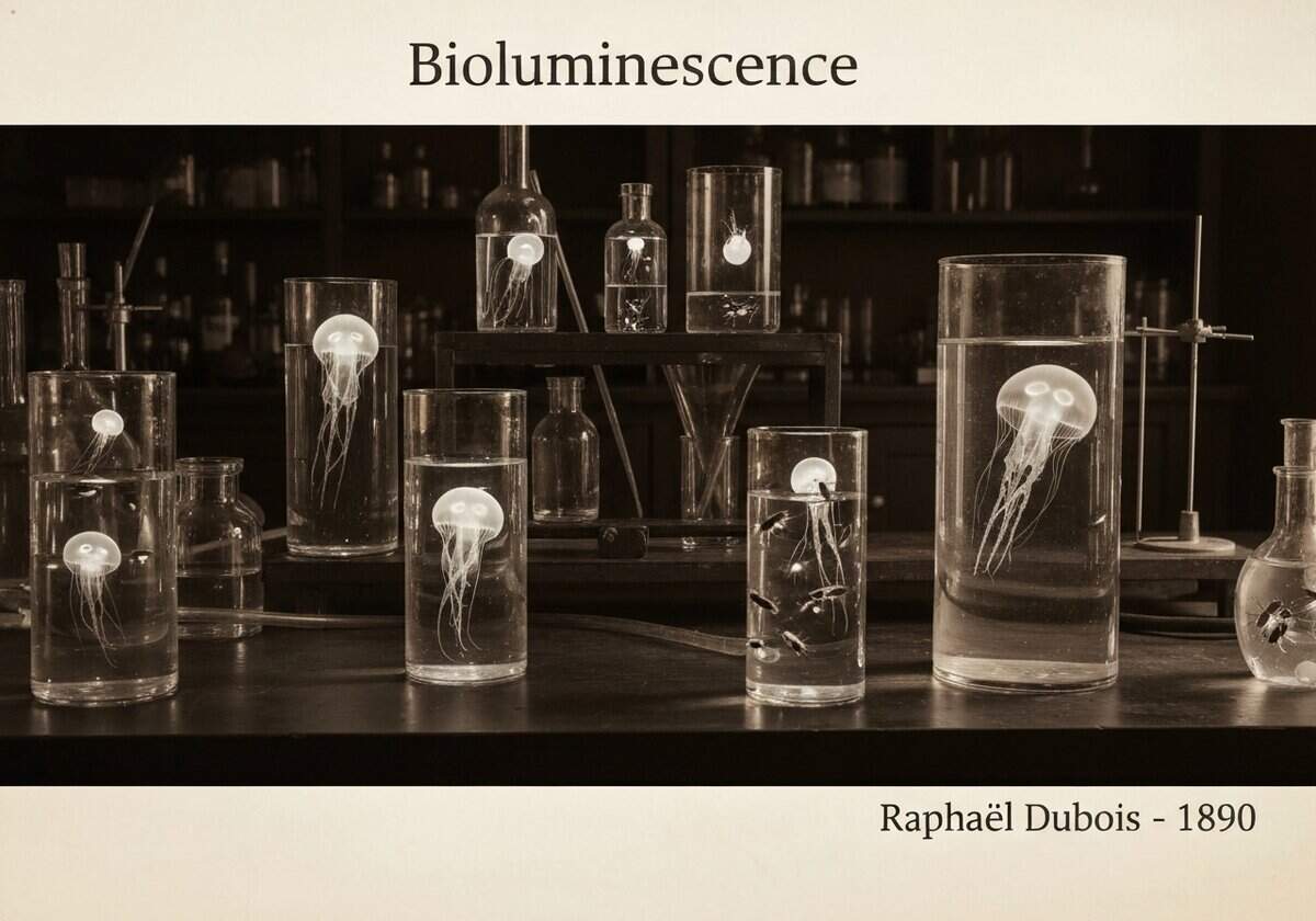 Organismos bioluminiscentes en un entorno de laboratorio para la investigación bioquímica.