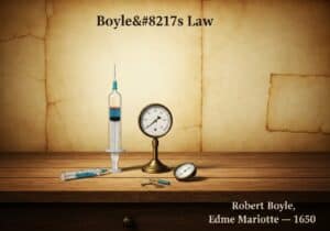 Laboratory setup demonstrating Boyle's Law with a syringe and pressure gauge.