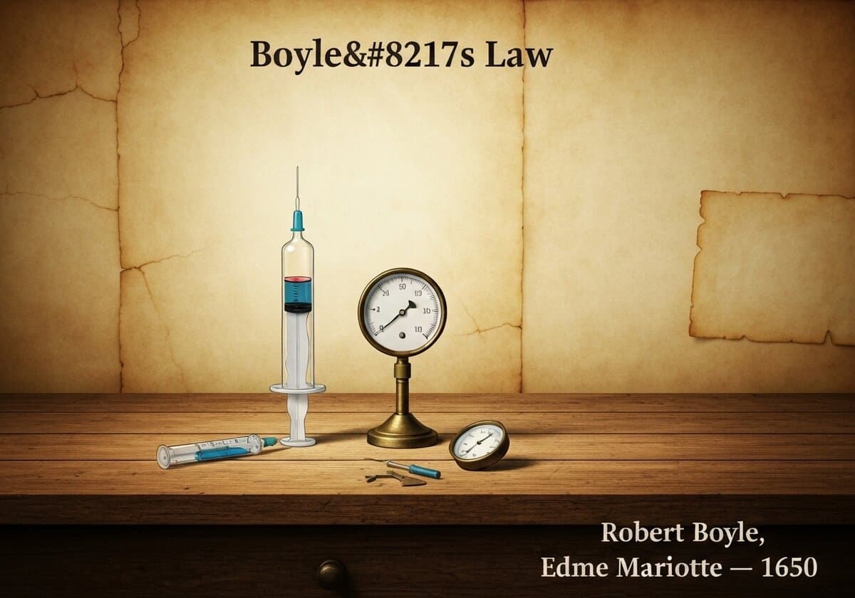 Laboratory setup demonstrating Boyle's Law with a syringe and pressure gauge.