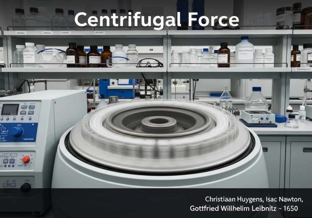 Centrifuge in a laboratory demonstrating centrifugal force principles in classical mechanics.