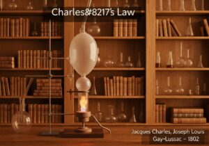 Glass apparatus demonstrating Charles's Law in a vintage laboratory setting.