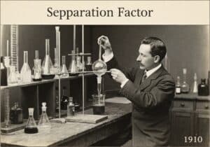 Ingénieur chimiste effectuant des processus de séparation dans un laboratoire vintage.