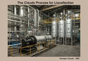 Gas liquefaction plant utilizing the Claude process for industrial applications.