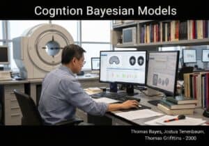 Cognitive psychology research lab with Bayesian models analysis.
