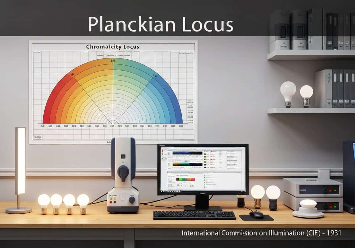 Colorimeter measuring light sources in a laboratory for colorimetry applications.