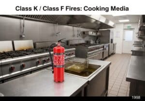 湿化学灭火器适用于商业厨房环境中的 K 级/F 级火灾。.